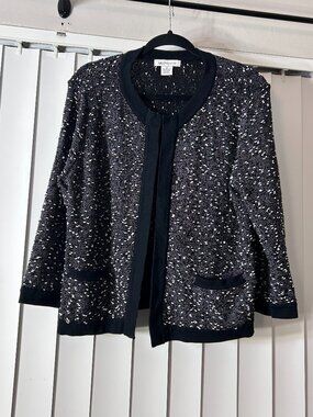 Women's Vintage Donna Karan Tweed Cardigan Size XL Mint Condition
